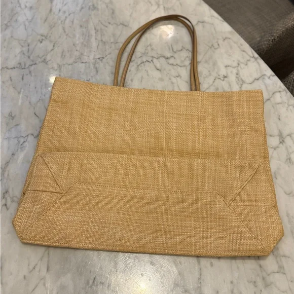 PRADA Straw Tote in Natural Yellow with Brown Logo - Picture 5 of 6